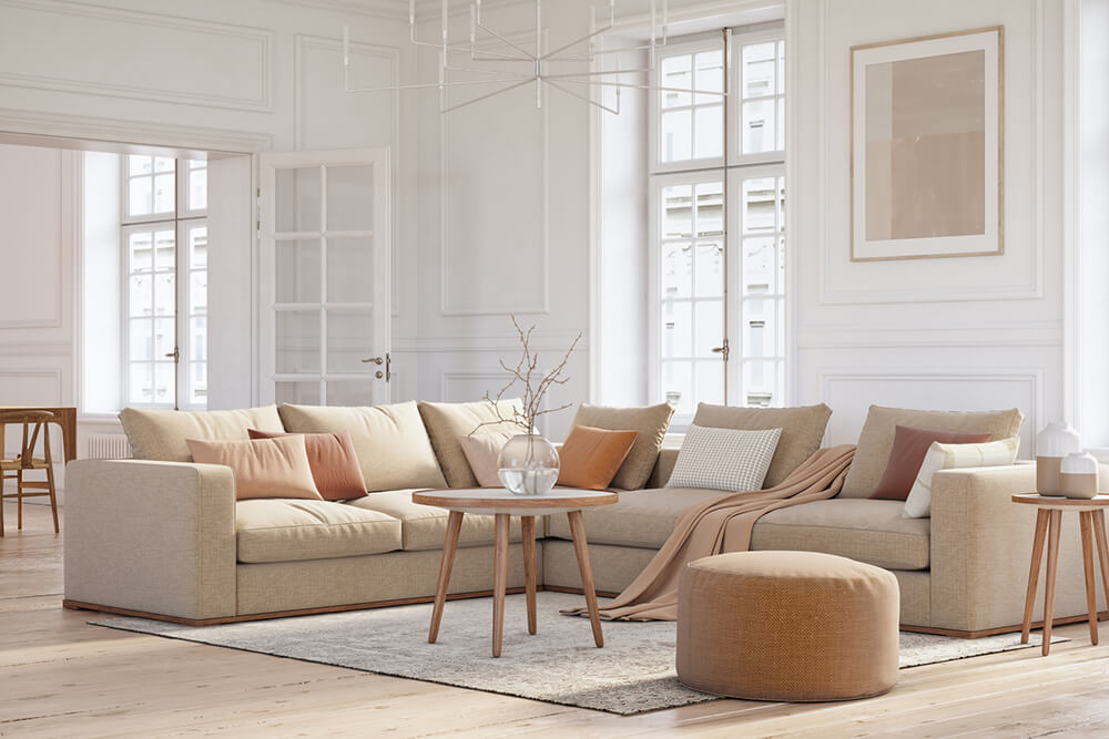 neutral, earthy color palette living room