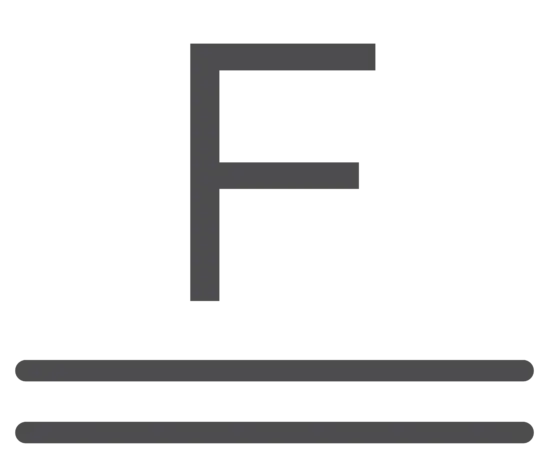 F logo with parallel lines beneath