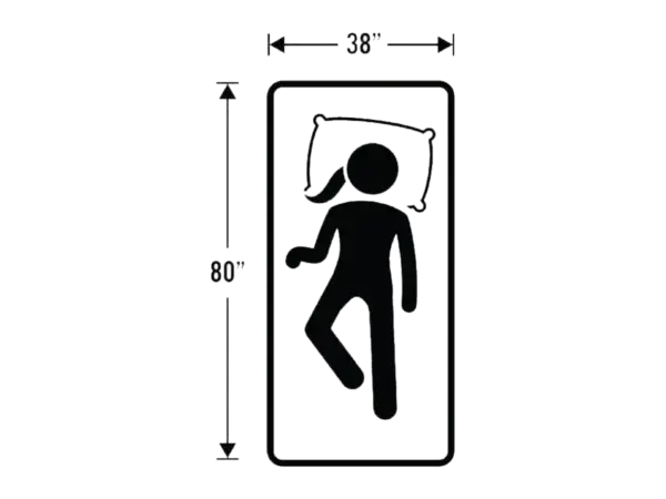 Twin xl bed dimensions illustration with figure.
