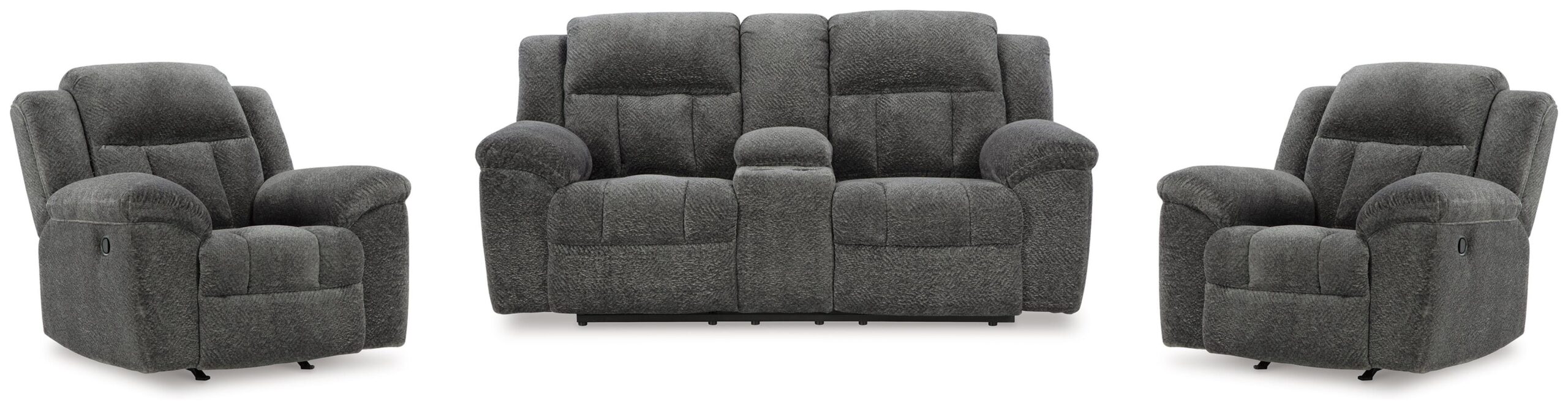 009e19f2d69972dc01178cdde02ae940 Frohn Reclining Loveseat with Console and 2 Recliners - Image 1