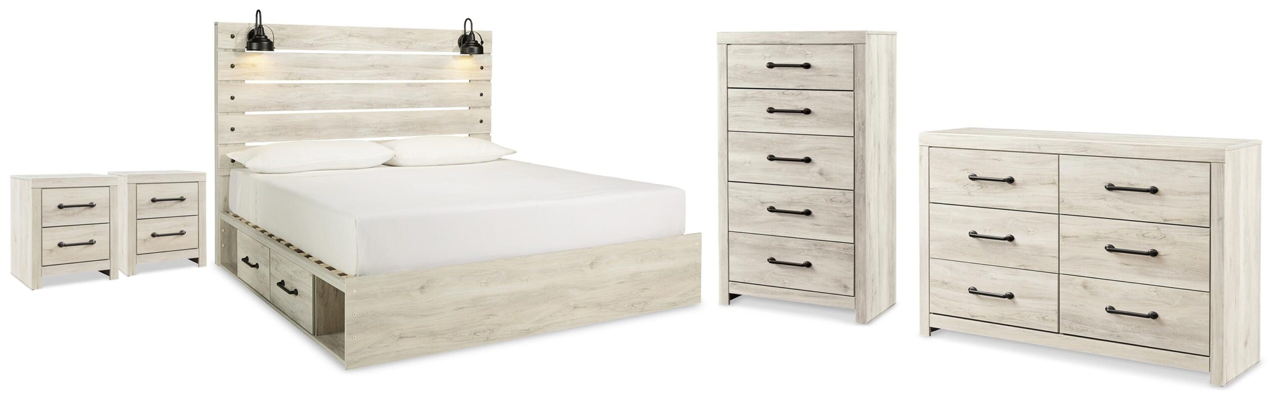 01efa0a5ad7423c37376ba72b6fb18c0 Cambeck King Panel Bed with Storage, Dresser, Chest and 2 Nightstands - Image 1