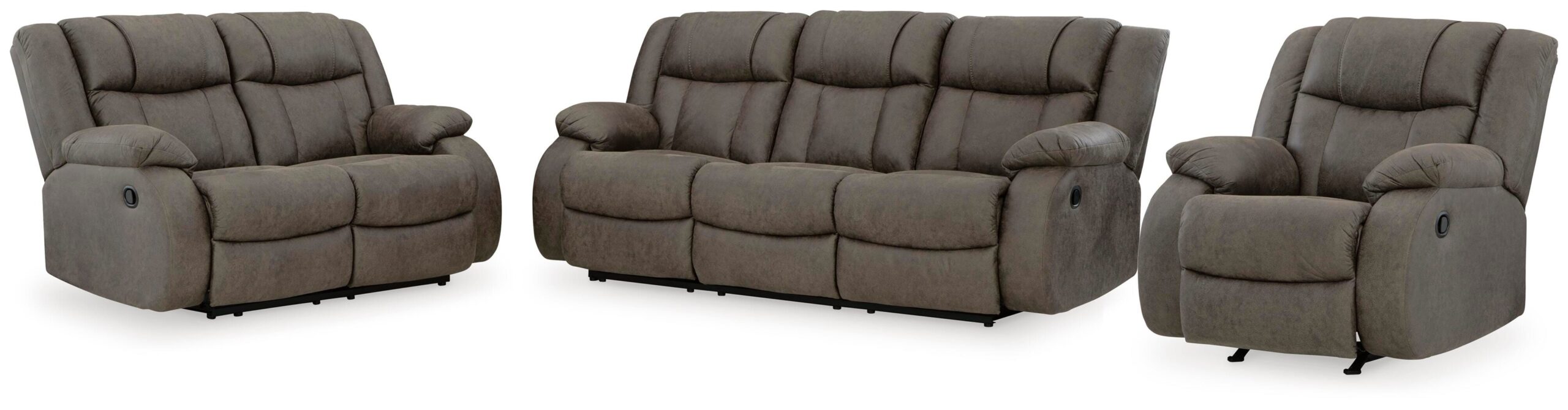 02cffd8305db628ffdced6835a1b22ed First Base Reclining Sofa, Loveseat and Recliner - Image 1