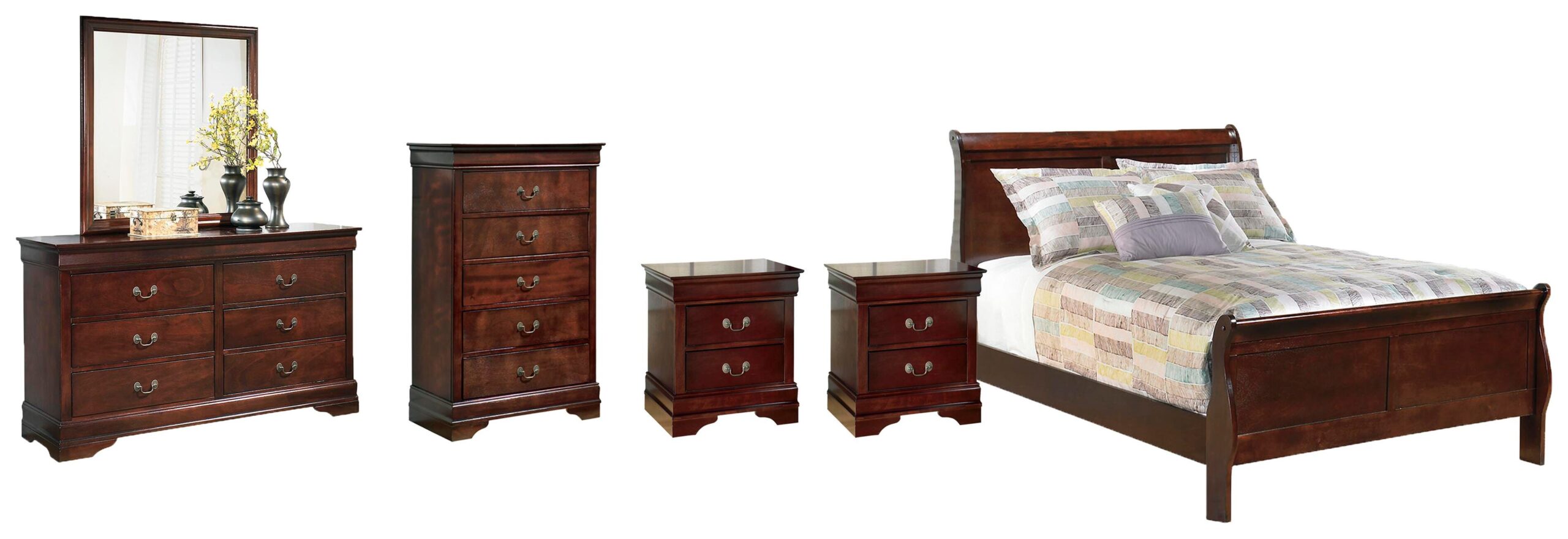 alisdair full sleigh bed, dresser, mirror, chest and 2 nightstands Alisdair Full Sleigh Bed, Dresser, Mirror, Chest and 2 Nightstands - Image 1