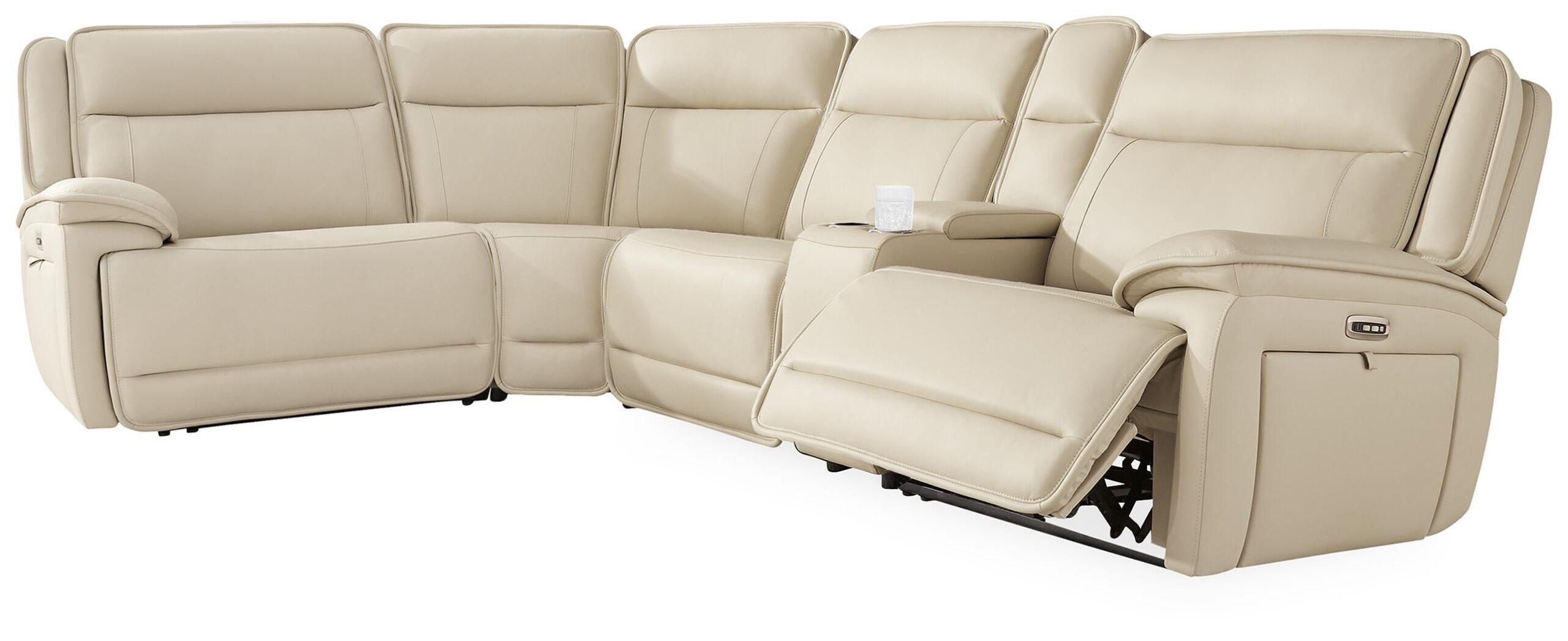 13a6b30439bfd7f4039632df9df7b2e5 Double Deal 5-Piece Reclining Sectional with Console - Image 1