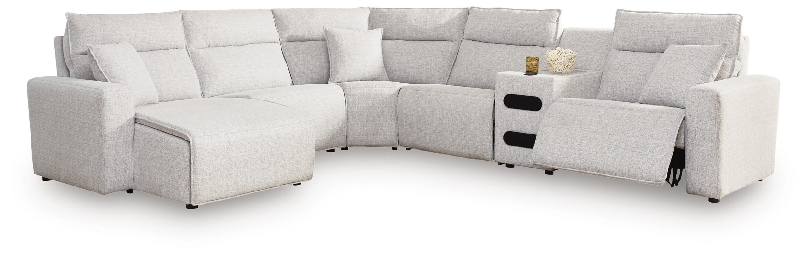 17f7ac1fd9f61850c2f42e4cdbfef68b Modmax II 6-Piece Reclining Sectional with Chaise and Audio Console - Image 1