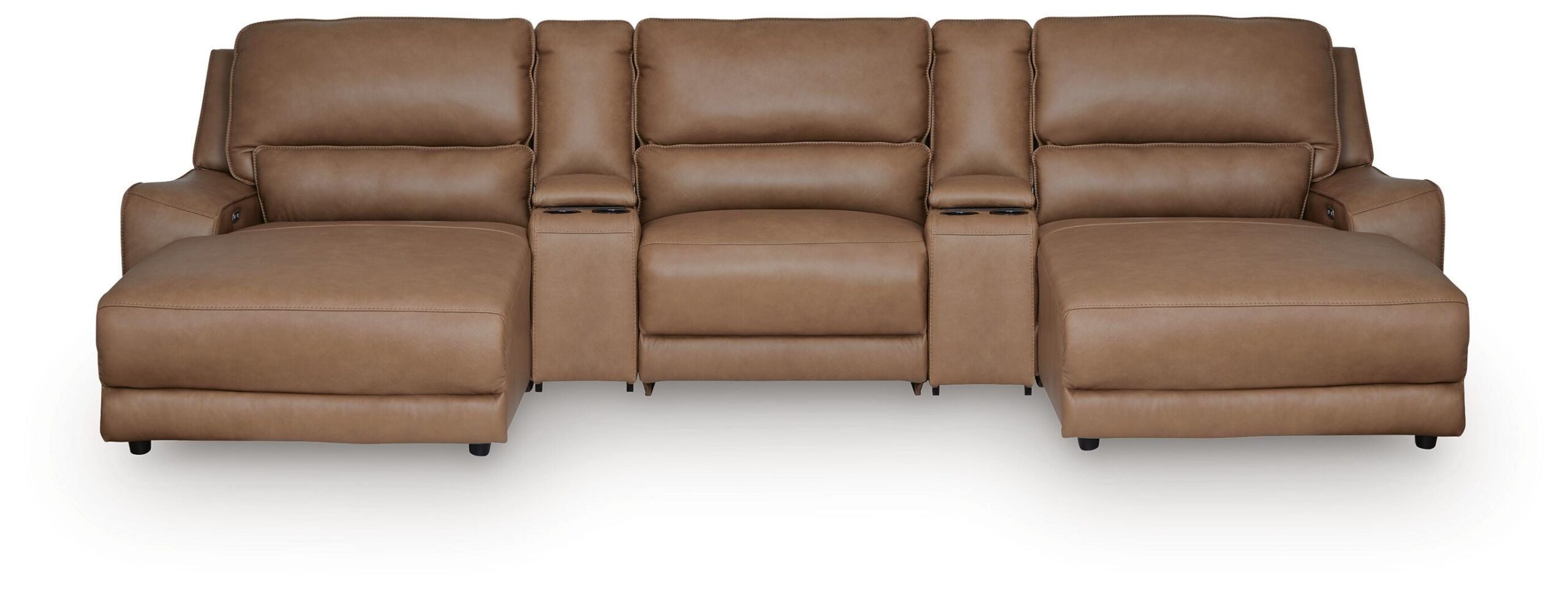 1d81040f3fda822af0285e5f147b1095 DeepWakes 5-Piece Reclining Sectional with Double Chaise and Storage Consoles - Image 1