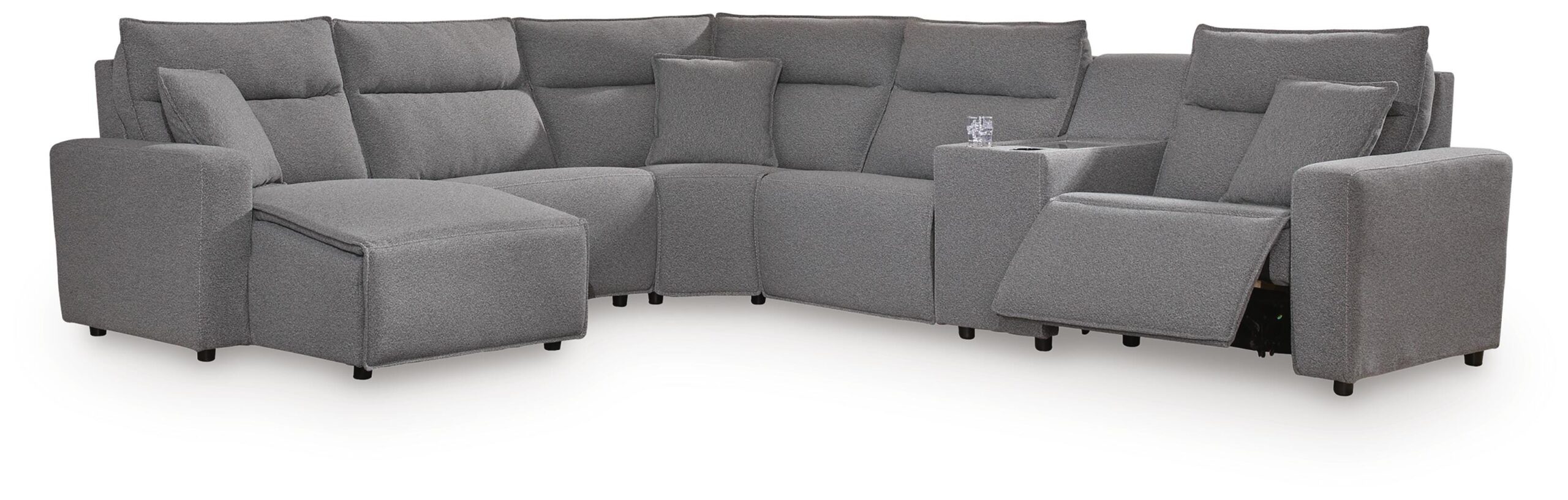 1f86a8ac54d1be16c821f97a3dcc16af Modmax II 6-Piece Power Reclining Sectional with Chaise and Console - Image 1