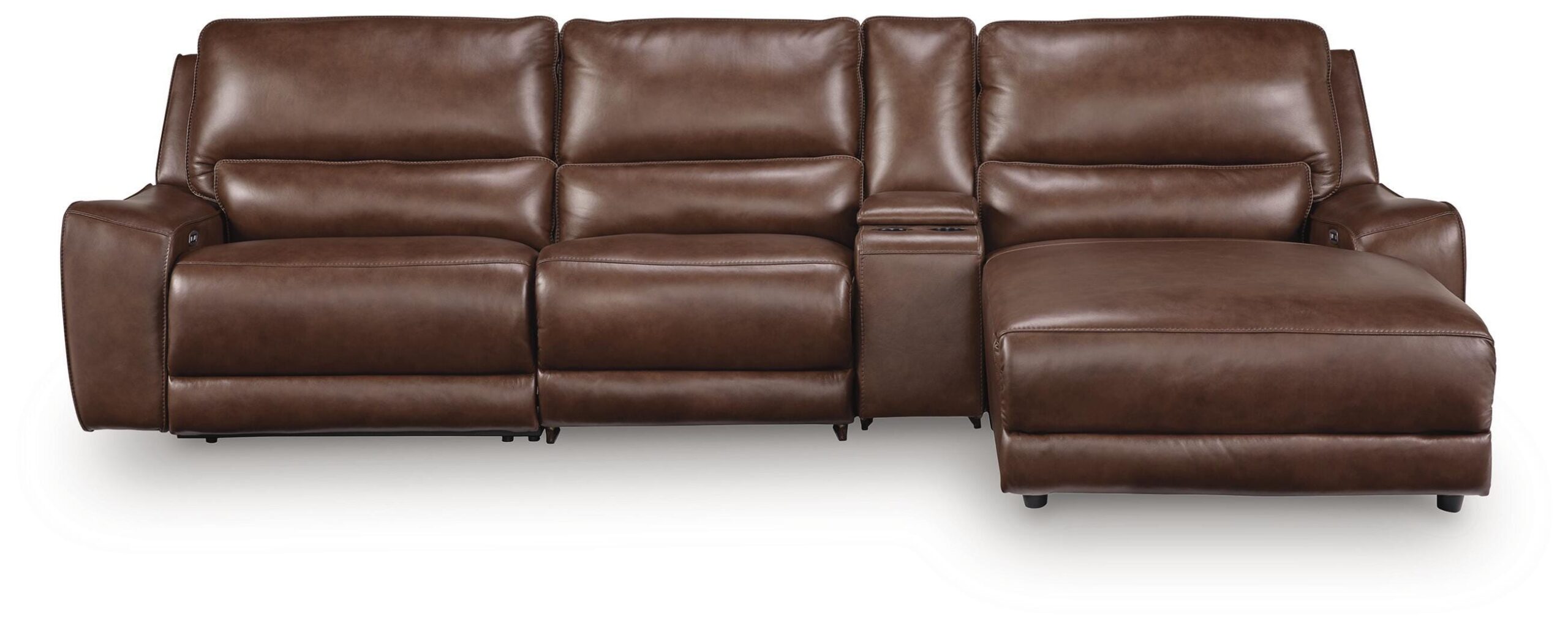 21dfc7be7c565fb25e4e9cb97efc6971 DeepWakes 4-Piece Reclining Sectional with Chaise and Storage Console - Image 1