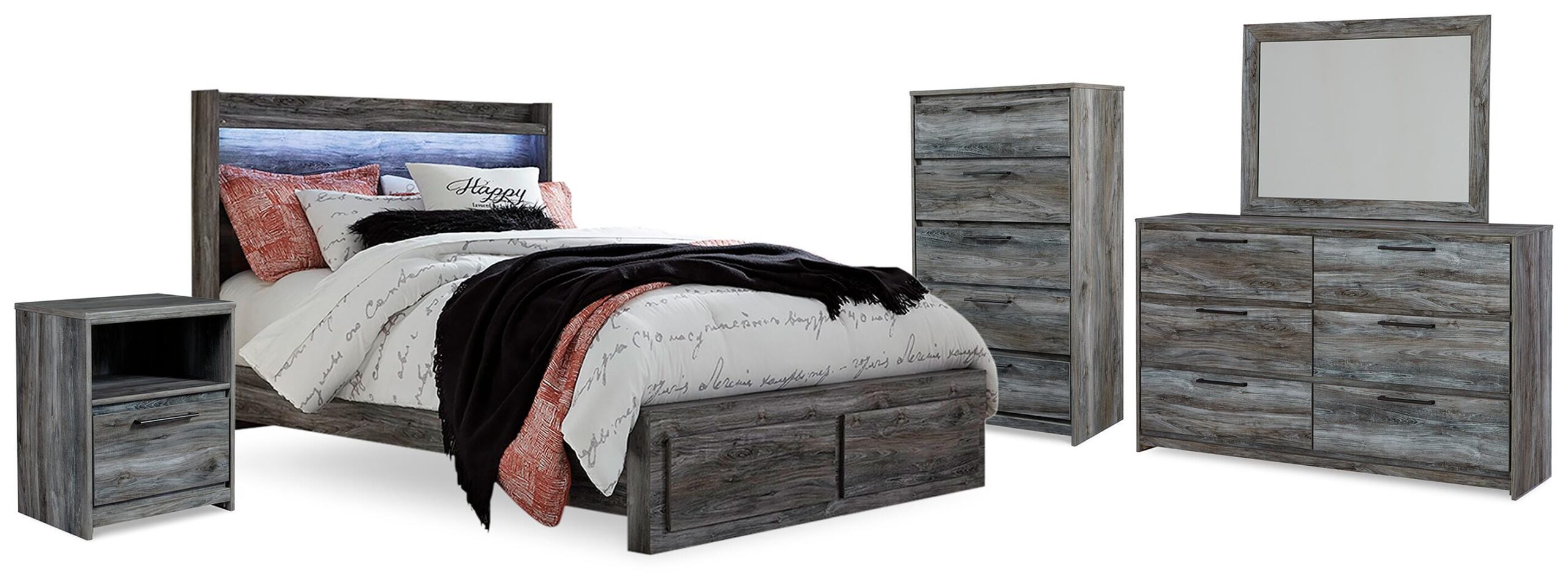 239929806b08b575b6d2cdbcfc8a6bdc Baystorm Queen Panel Storage Bed, Dresser, Mirror, Chest and Nightstand - Image 1