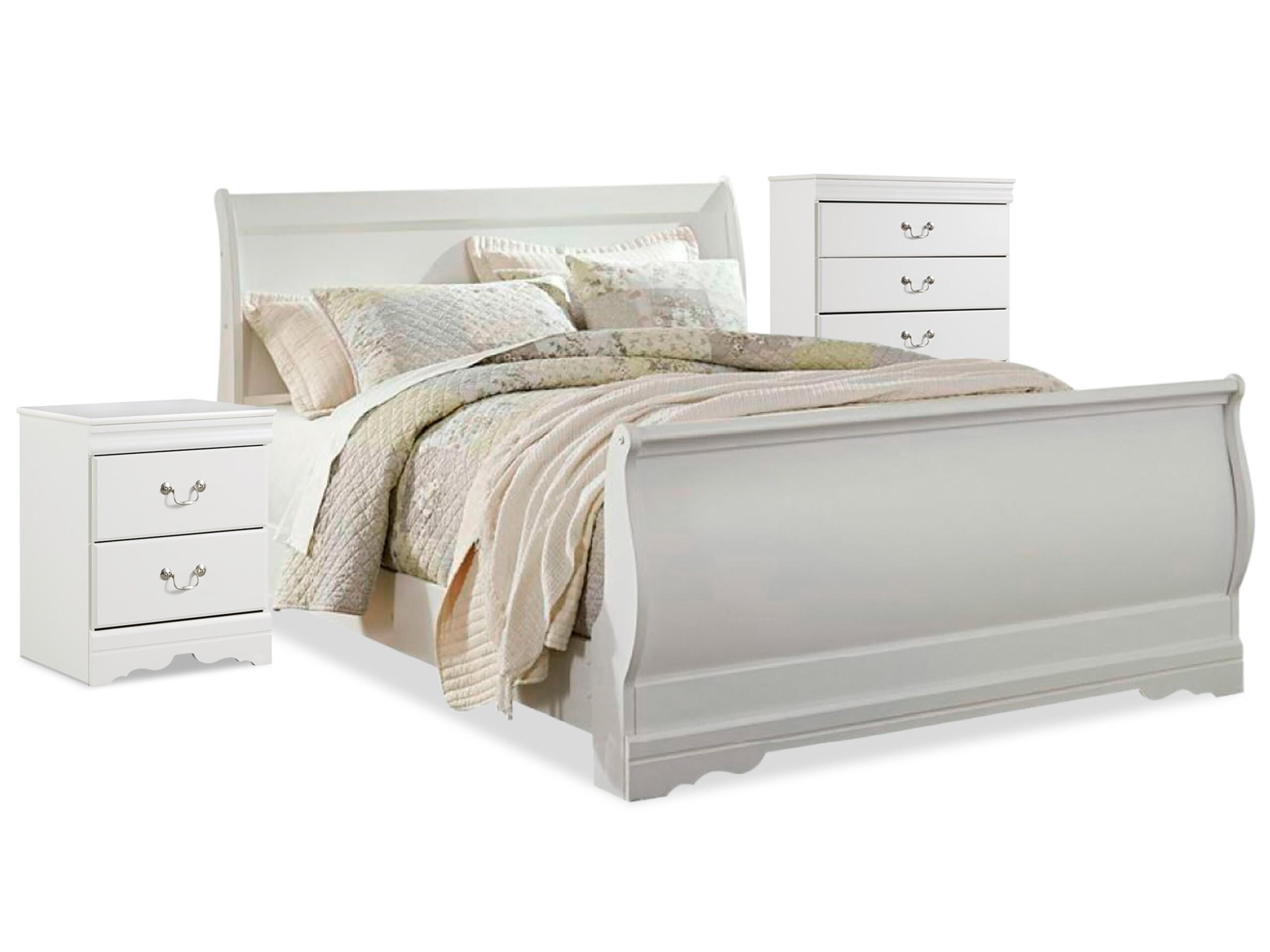 25ee093439f71e72343cd6b4d4976ded Anarasia Queen Sleigh Bed with Chest of Drawers and Nightstand - Image 1