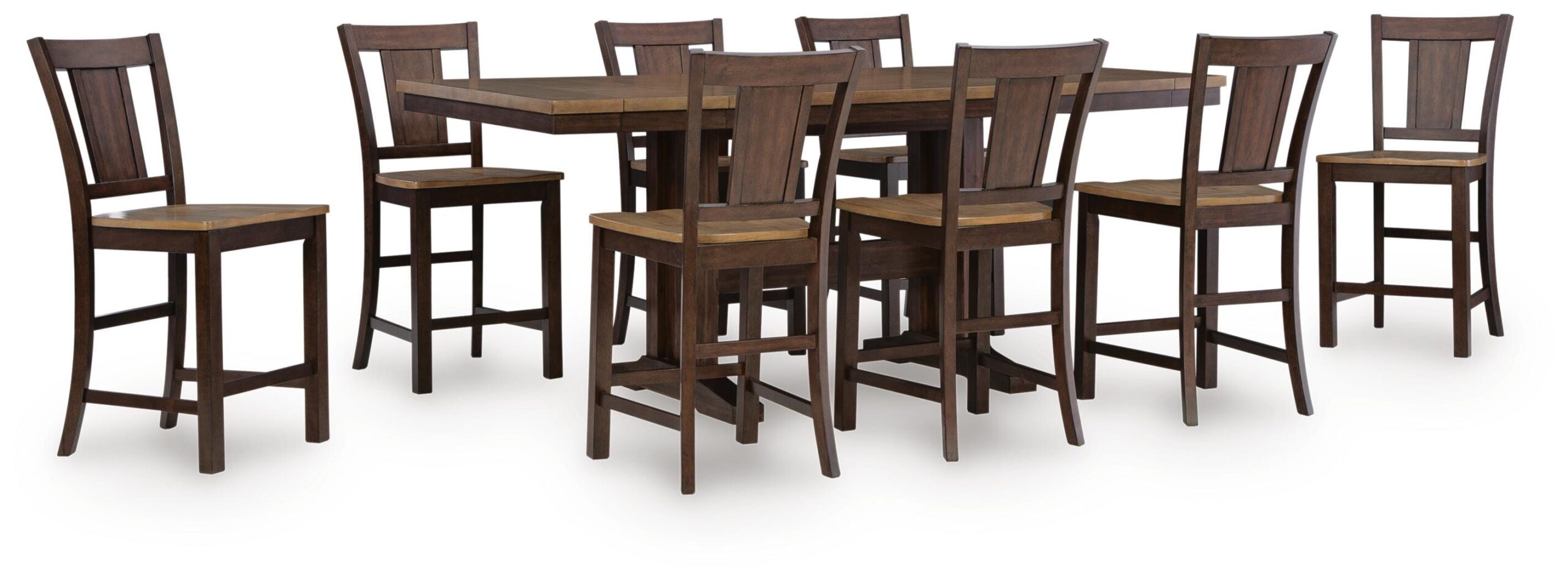 2d3576cd9bdc00255b5415a83eca1791 Rylandeen Counter Height Extension Dining Table and 8 Barstools - Image 1