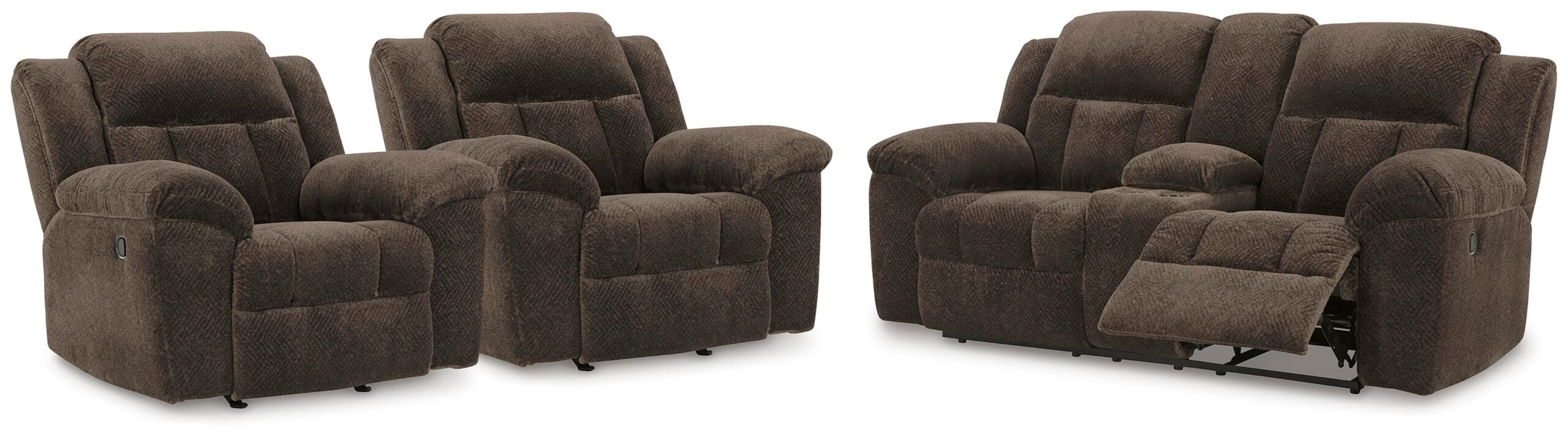 32492a5a27197b207131ee526e32160f Frohn Reclining Loveseat and 2 Recliners - Image 1