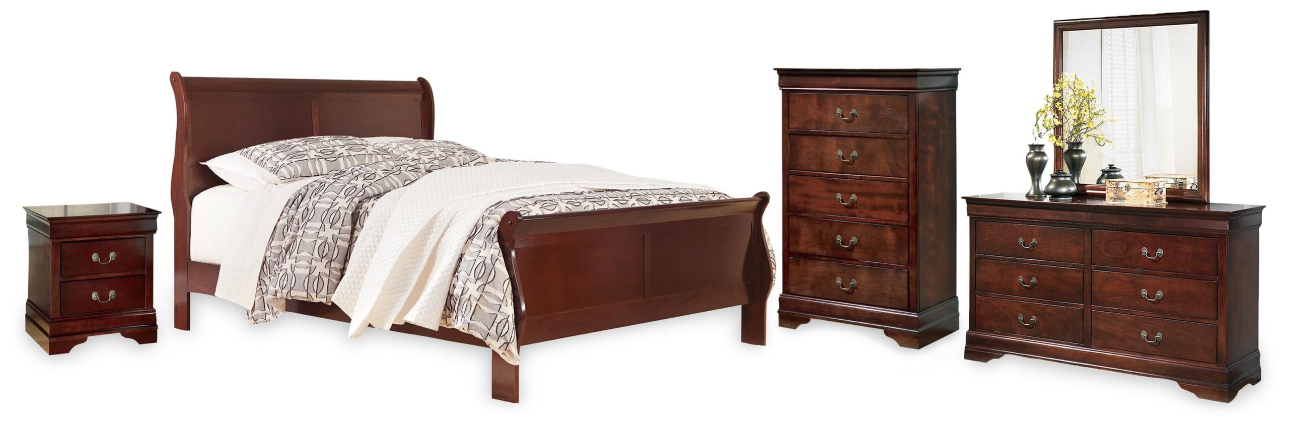 3b5a11deb8c07f9e9053be8c874744b9 Alisdair California King Sleigh Bed, Dresser, Mirror, Chest and Nightstand - Image 1