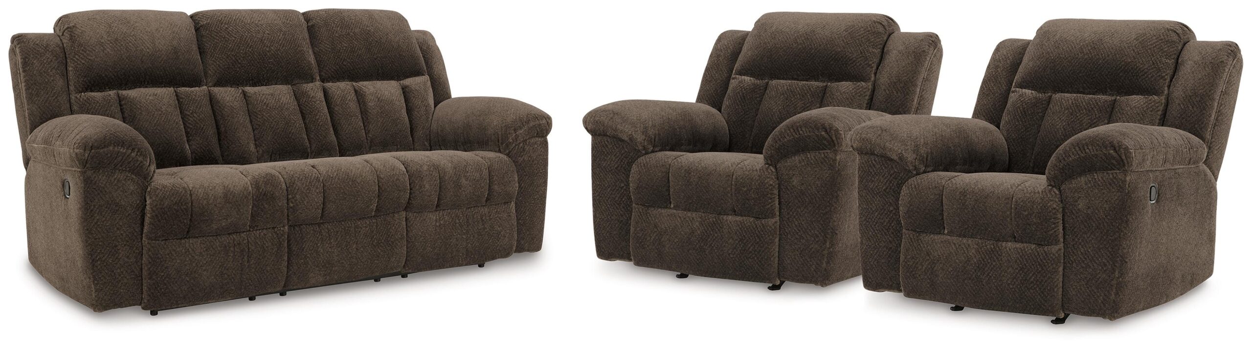 3bd541219c26fd6aa8b3a7eefb806258 Frohn Reclining Sofa and 2 Recliners - Image 1