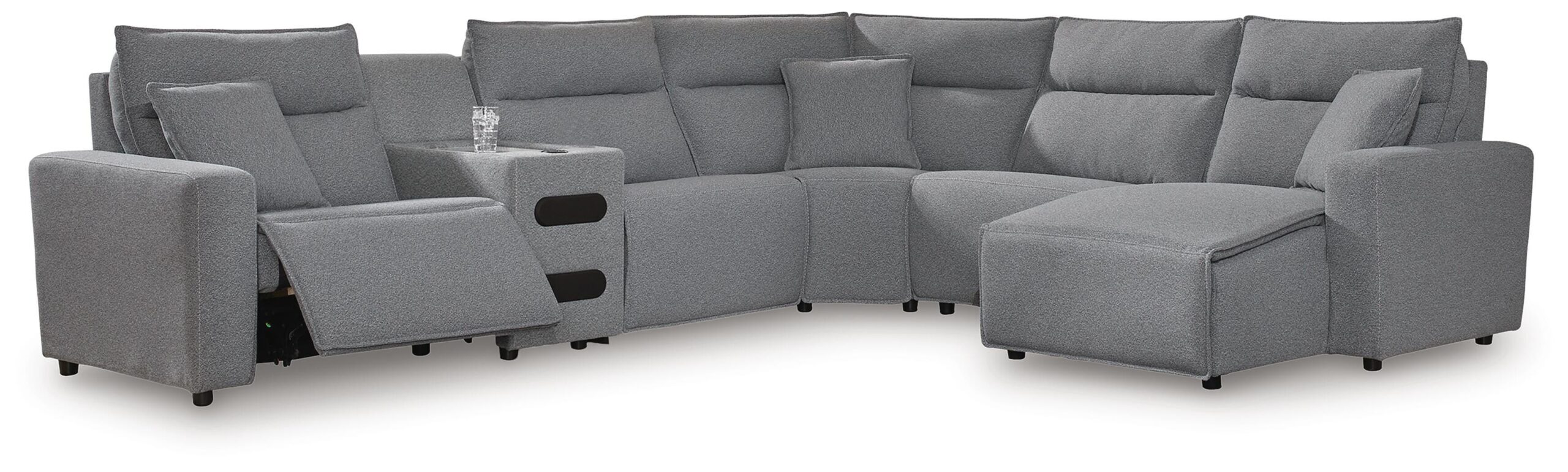3de927049b7f8f7386c1bbec8ca2e01b Modmax II 6-Piece Reclining Sectional with Chaise and Audio Console - Image 1
