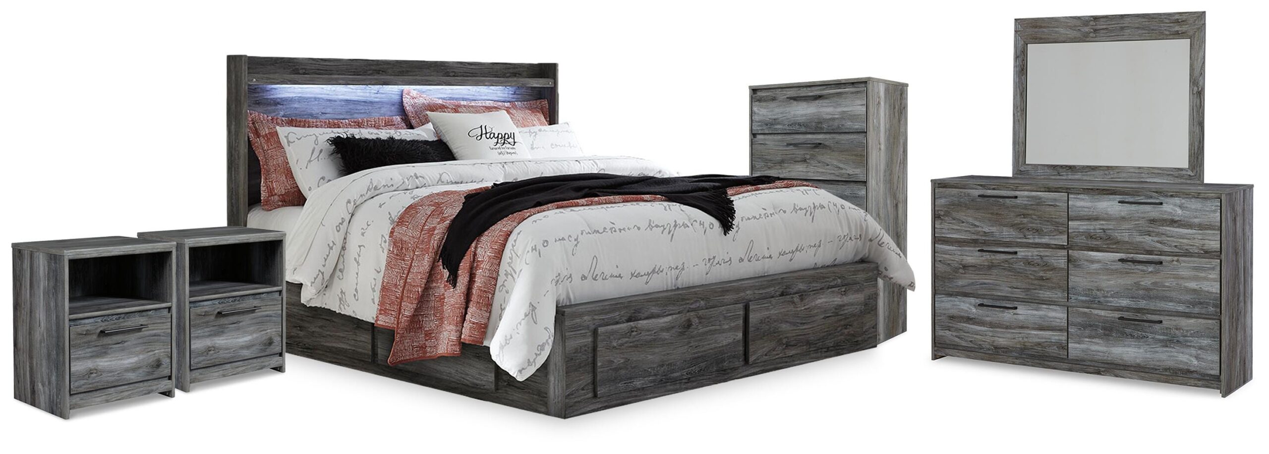 4075c0264e68aedacd5ee22566342878 Baystorm King Storage Bed, Dresser, Mirror, Chest and 2 Nightstands - Image 1