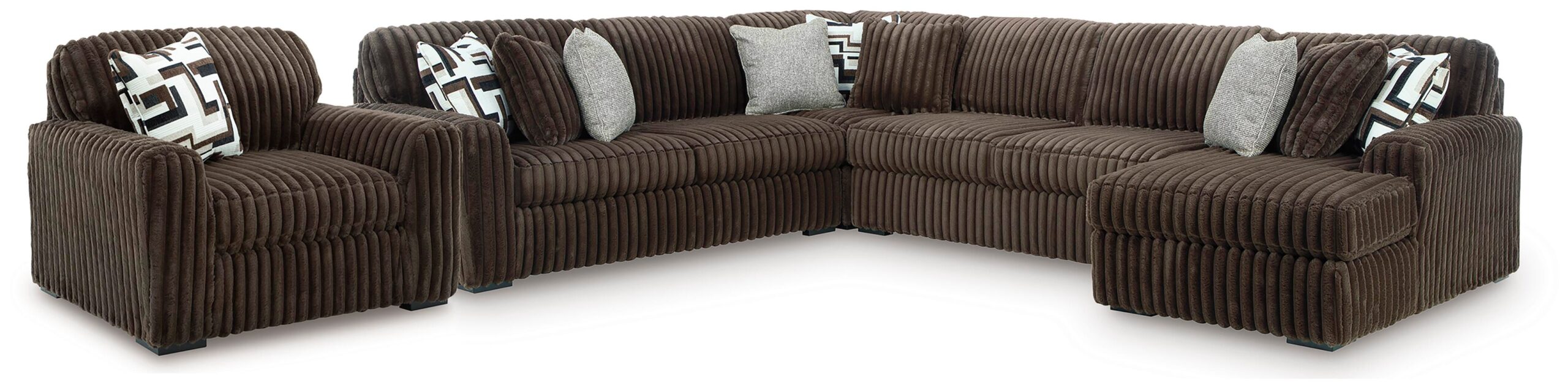41ca348cb4f5c6b8fa54618523dc6b27 Midnight-Madness 4-Piece Sectional and Oversized Chair - Image 1