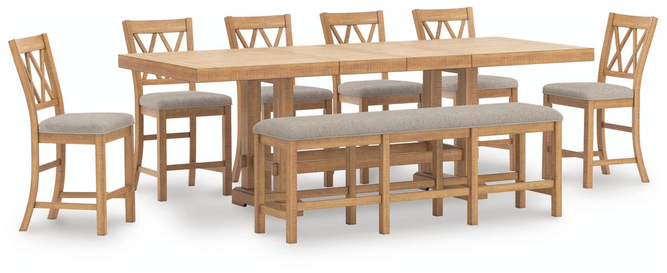 42c32006583896b5897dfad6c575da93 Havonplane Counter Height Dining Table, 6 Barstools and Bench - Image 1