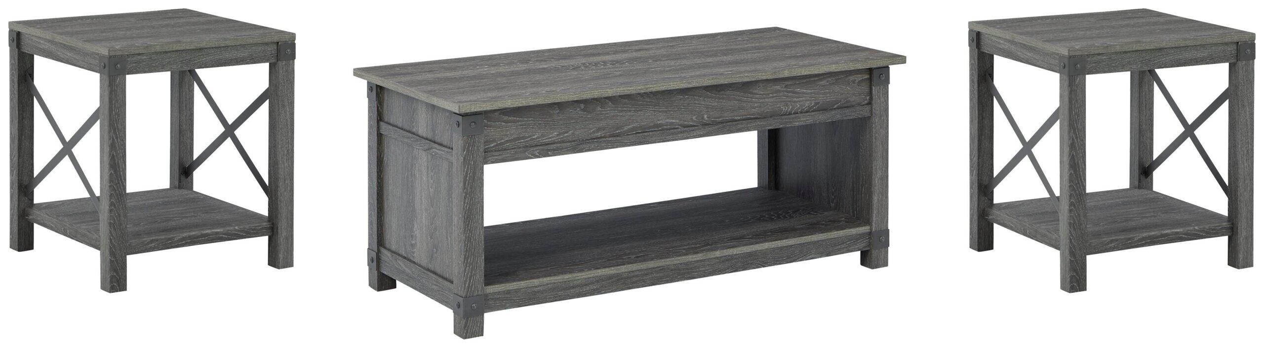 44a3317f934d33caca5a873d25f7e9e5 Freedan Coffee Table and 2 End Tables - Image 1