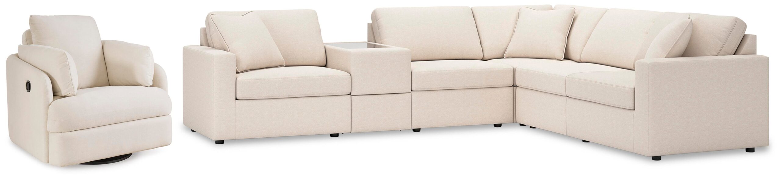 5b608ec8bee8b6d274f0d62beca771a6 Modmax 6-Piece Sectional and Swivel Glider Recliner - Image 1