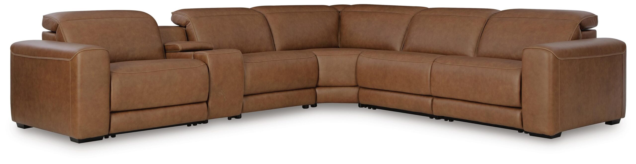 5bfd09b242cd39072943b7bd1fa04319 Magic Man 6-Piece Power Reclining Sectional with Console - Image 1