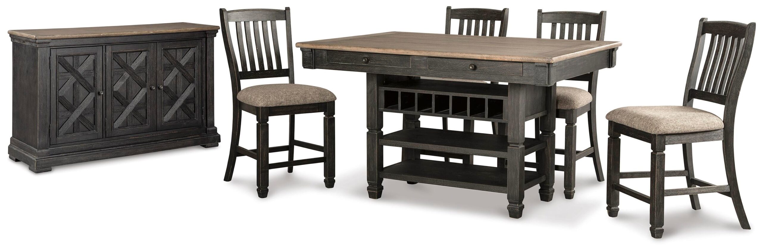 5c1b38d2b067bfc9e702f4c9042110d0 Tyler Creek Counter Height Dining Table and 4 Barstools with Server - Image 1