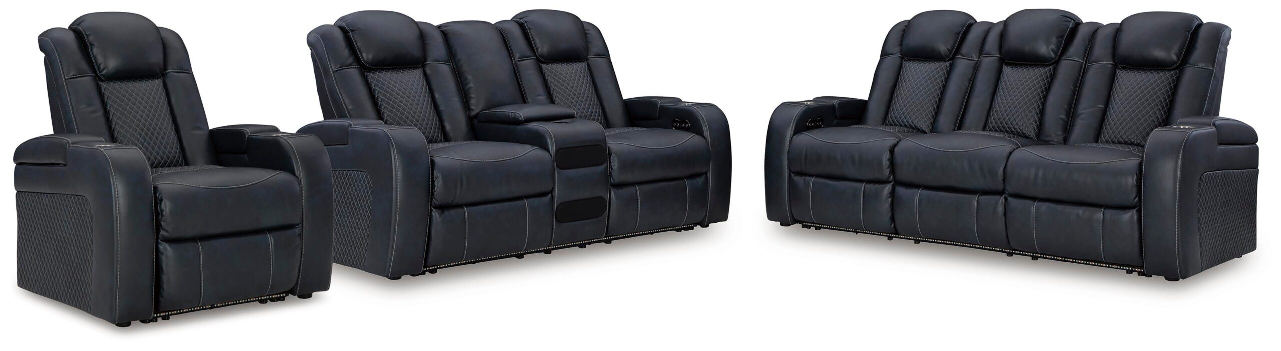 5cfa336521a385aeb3d73492b9c4e281 Fyne-Dyme Power Reclining Sofa, Loveseat and Recliner - Image 1