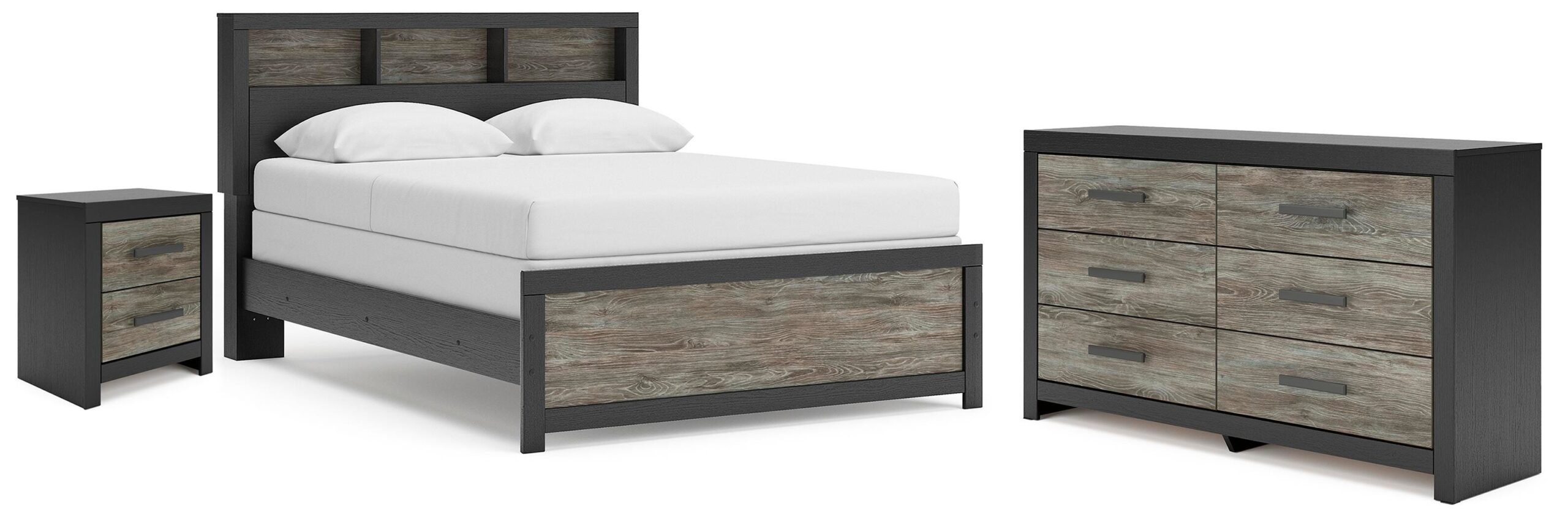 5d4bf29e84a742ae239c039852348021 Broachmyn Queen Bookcase Panel Bed, Dresser and Nightstand - Image 1