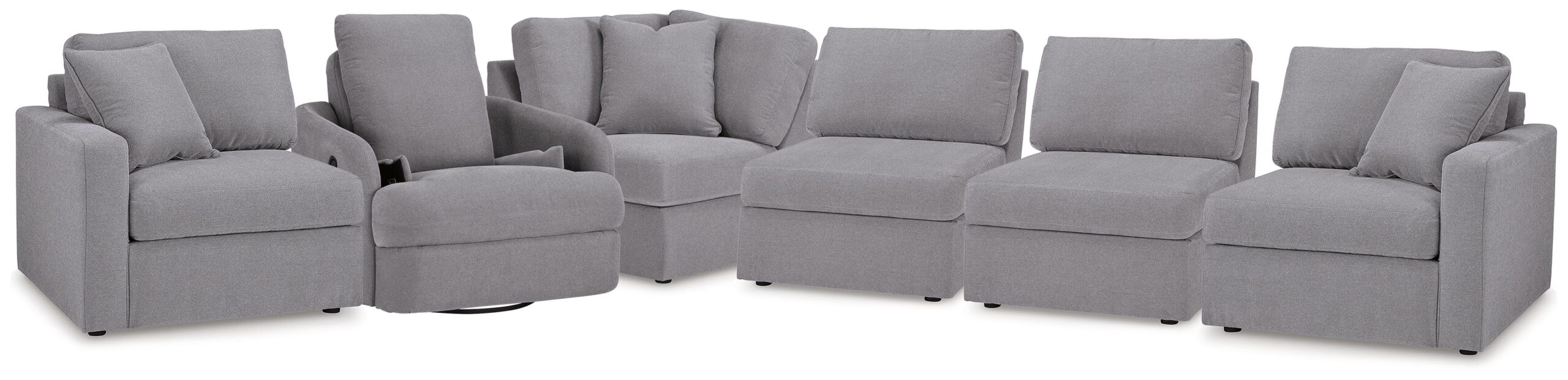 60e56e99e9714af02fc0bb4d4faa0fec Modmax 5-Piece Sectional and Swivel Glider Recliner - Image 1