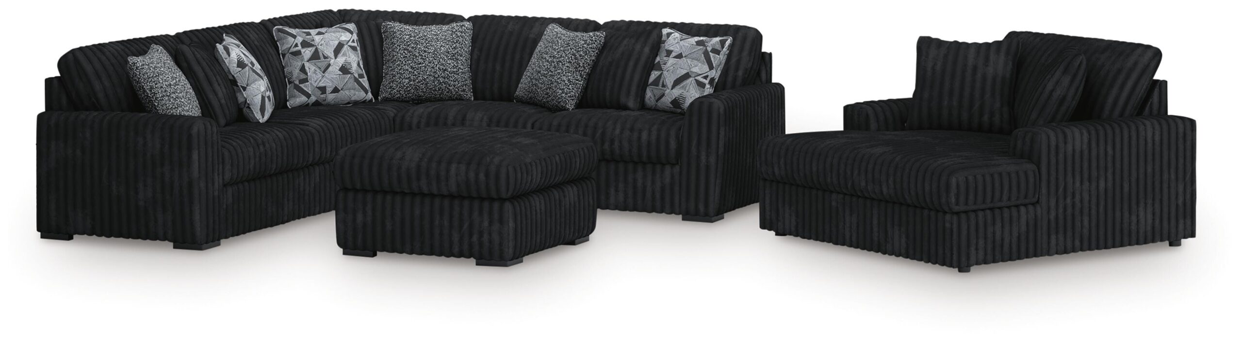 67c0f045feea1d6873410cfd881d433d Midnight-Madness 3-Piece Sectional, Chaise and Oversized Accent Ottoman - Image 1