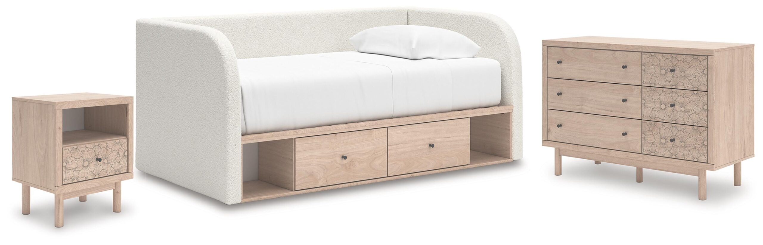 6cf469d4e9a6ecd4081c669ba611954d Arloster Twin Day Bed with Storage, Dresser and Nightstand - Image 1