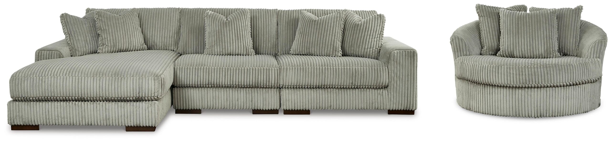 6d1471b83042a145f260f59694ea9ac4 Lindyn 3-Piece Sectional and Oversized Swivel Accent Chair - Image 1