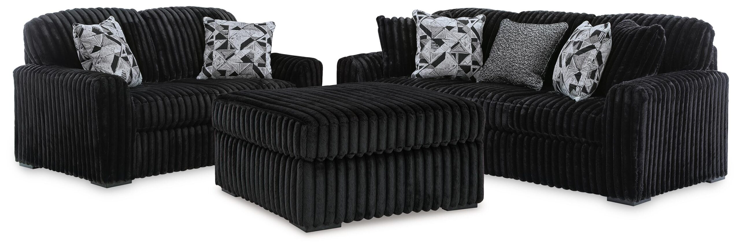 6ffd4478bd612419da41e1c6e0476412 Midnight-Madness Sofa, Loveseat and Oversized Ottoman - Image 1