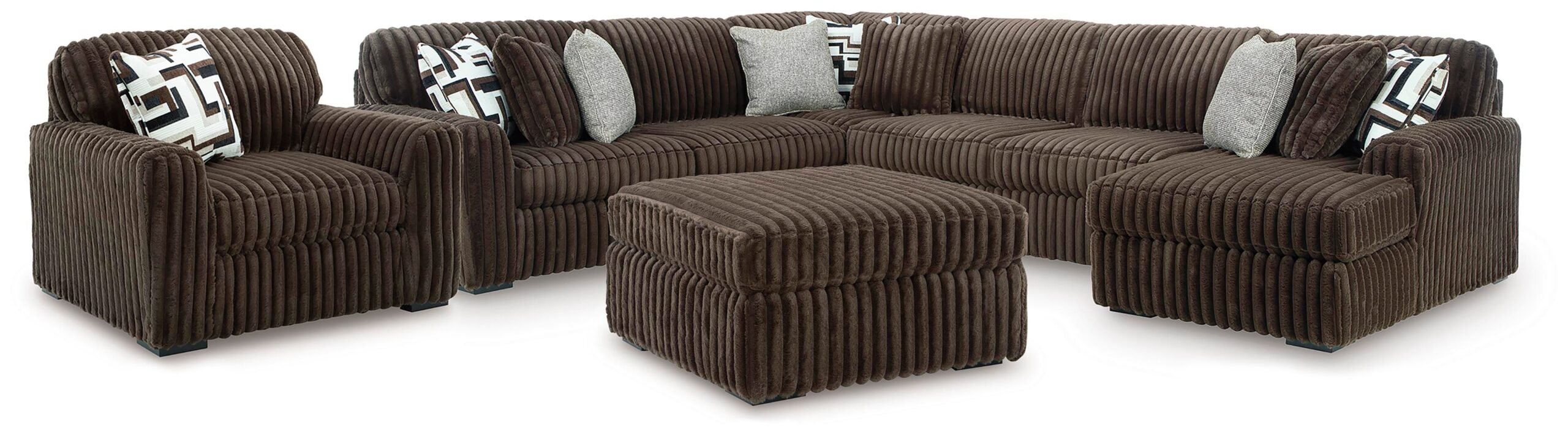 720ad6d4d11b2e8aa923deecb4d40b24 Midnight-Madness 4-Piece Sectional with Chaise, Oversized Chair and Ottoman - Image 1