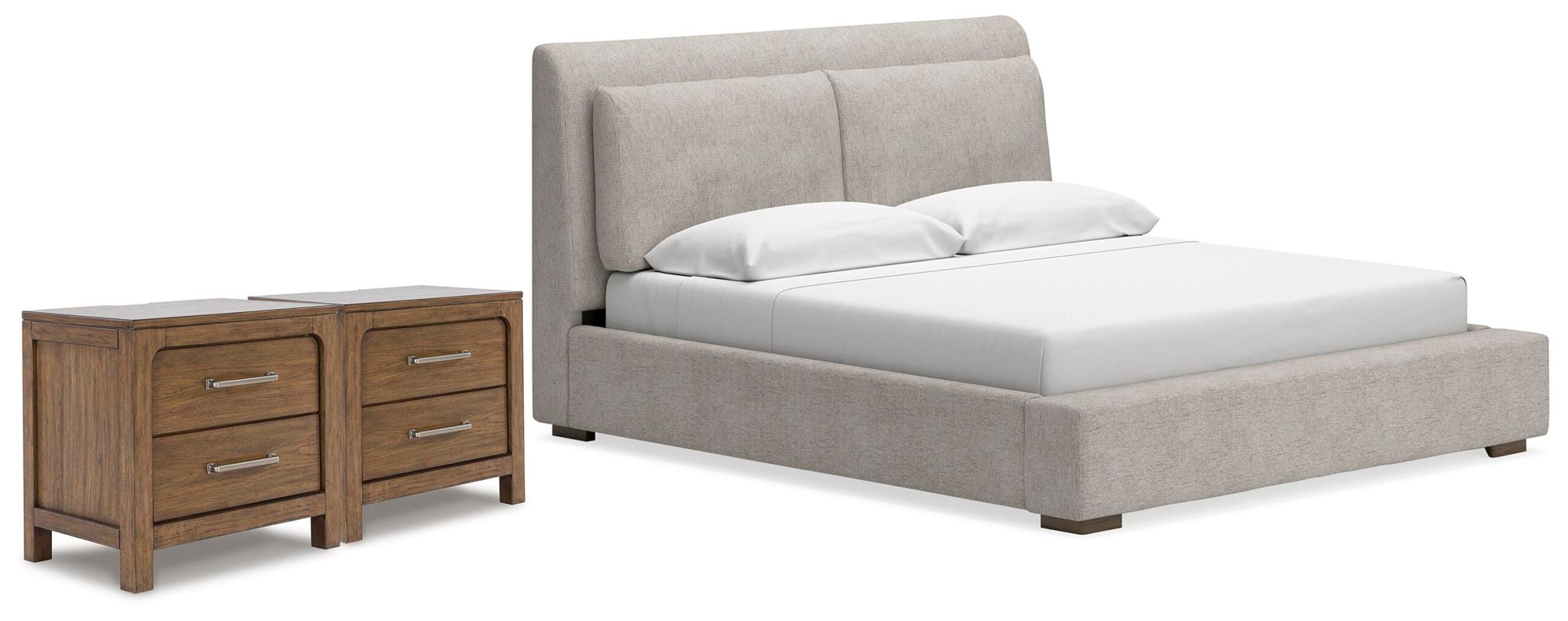 72869808a9912124115b7faab0e00983 Cabalynn King Upholstered Bed and 2 Nightstands - Image 1