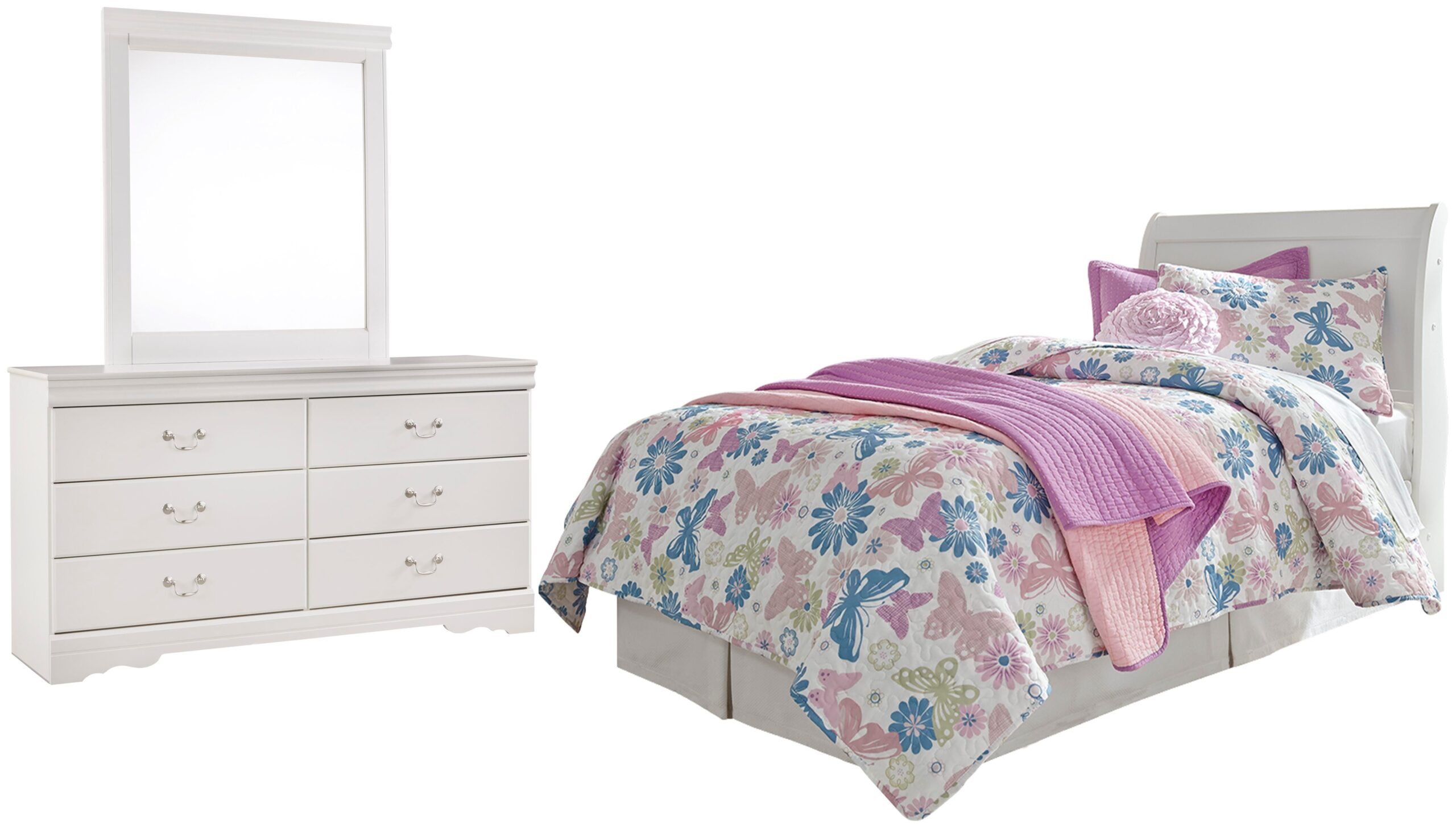 76c8e8074a35ddf3680144547f6b396d Anarasia Twin Sleigh Headboard, Dresser and Mirror - Image 1