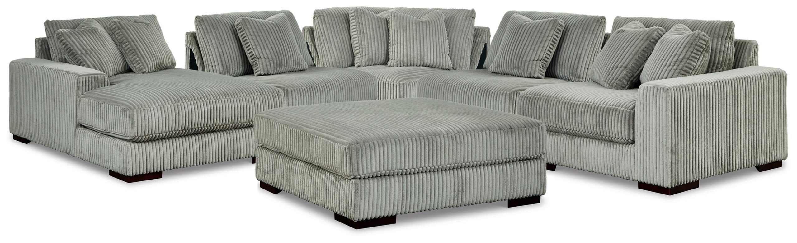 7c6a8947438d8789be7f2063e7fc5c17 Lindyn 5-Piece Sectional and Ottoman - Image 1