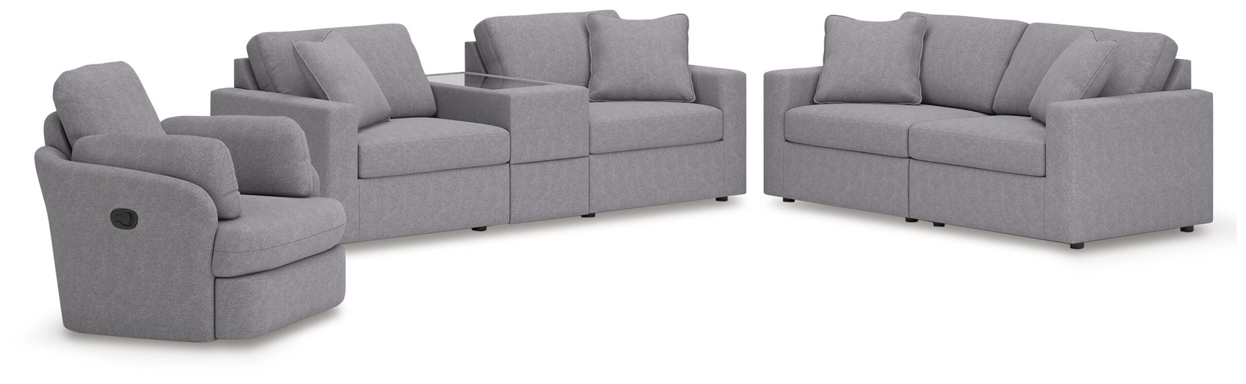 7f4354a0f126a8ff93a80d63e62b682b Modmax 3-Piece Sectional Sofa, 2-Piece Sectional Loveseat and Swivel Glider Recliner - Image 1