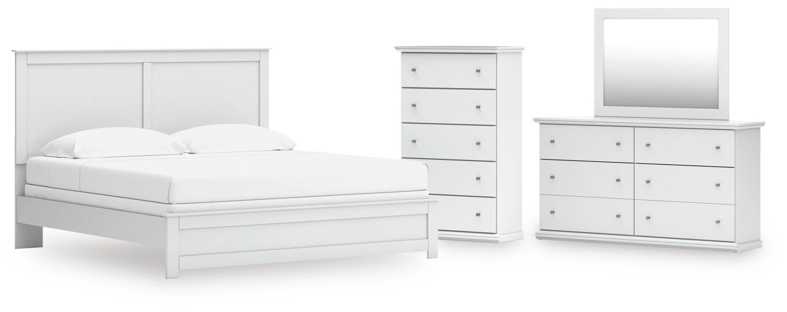 80c26f0038af548ebd864e04fc0fb6c2 Bostwick Shoals King Panel Bed, Dresser, Mirror and Chest - Image 1