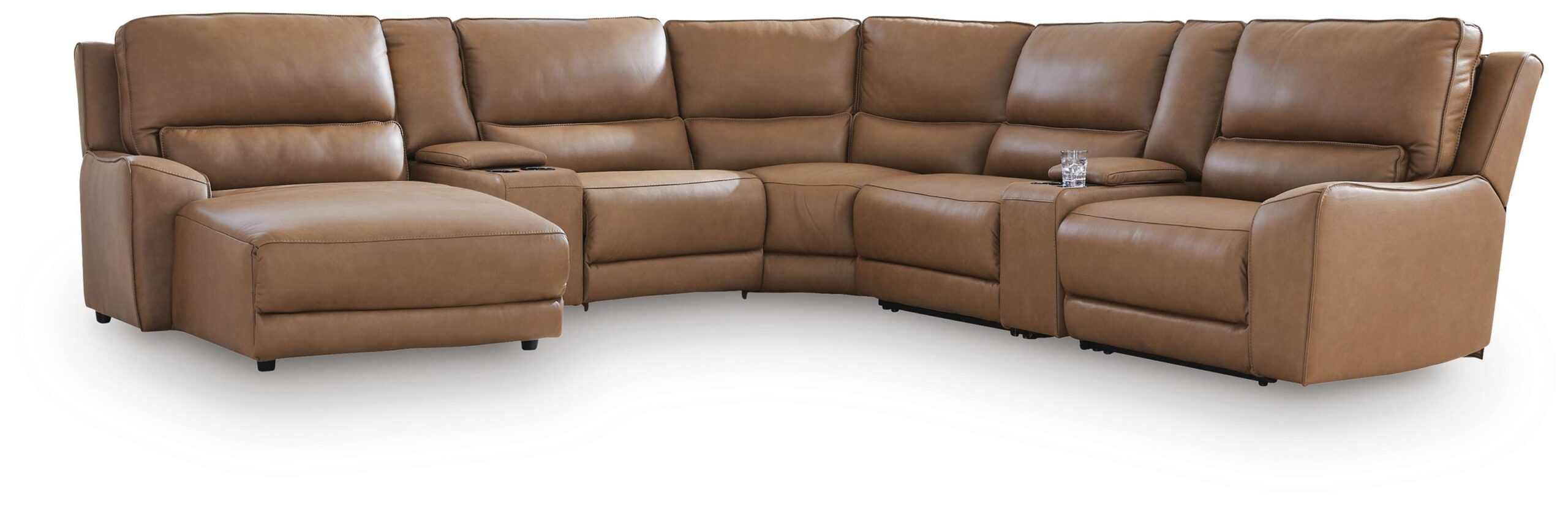 84319bdd148a3f738b05452d9cb03714 DeepWakes 7-Piece Reclining Sectional with Chaise and Storage Consoles - Image 1