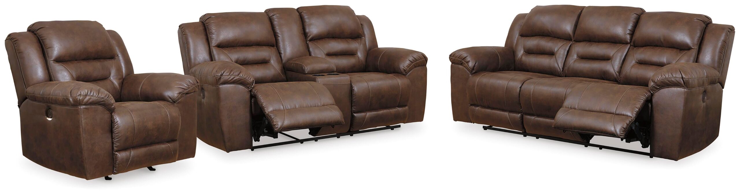 869d89fdffc21a0da92ecabd1d305423 Stoneland Power Reclining Sofa, Loveseat and Recliner - Image 1