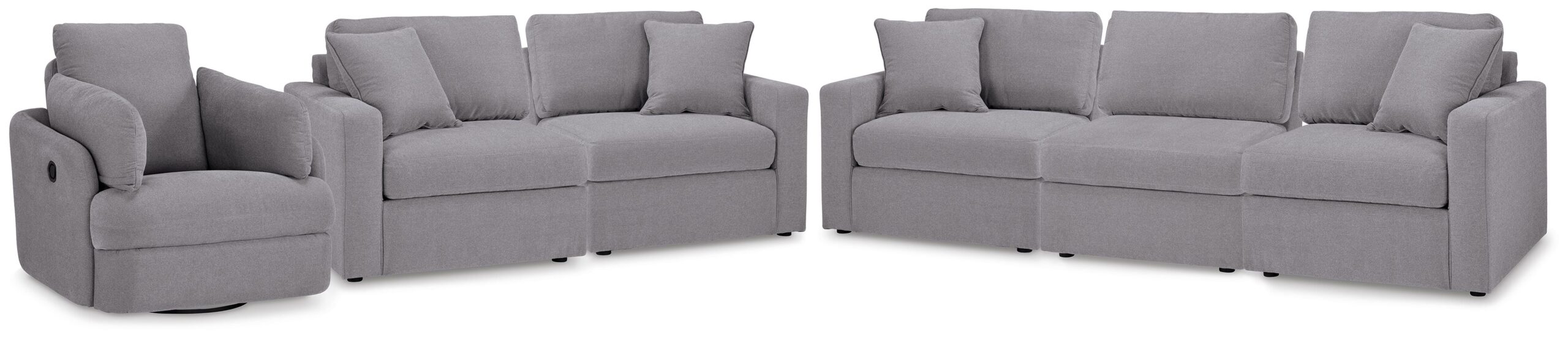 89743508cd367061bf0169f80475dad2 Modmax 3-Piece Sectional Sofa, 2-Piece Sectional Loveseat and Swivel Glider Recliner - Image 1