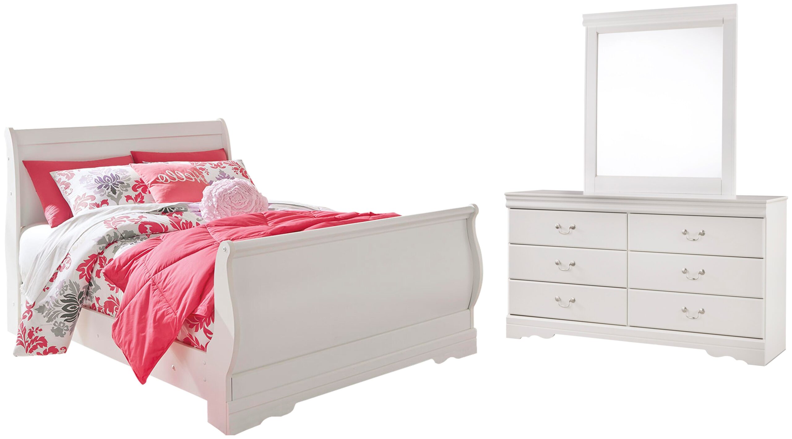 8d818504af7ee2fdae7bb572b7daf748 Anarasia Full Sleigh Bed with Dresser and Mirror - Image 1