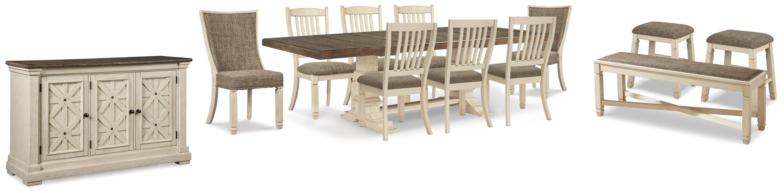 9a5eefcf6aaef4830c2142e903b99944 Bolanburg Dining Table with 8 Chairs and Bench with Server and 2 Stools - Image 1
