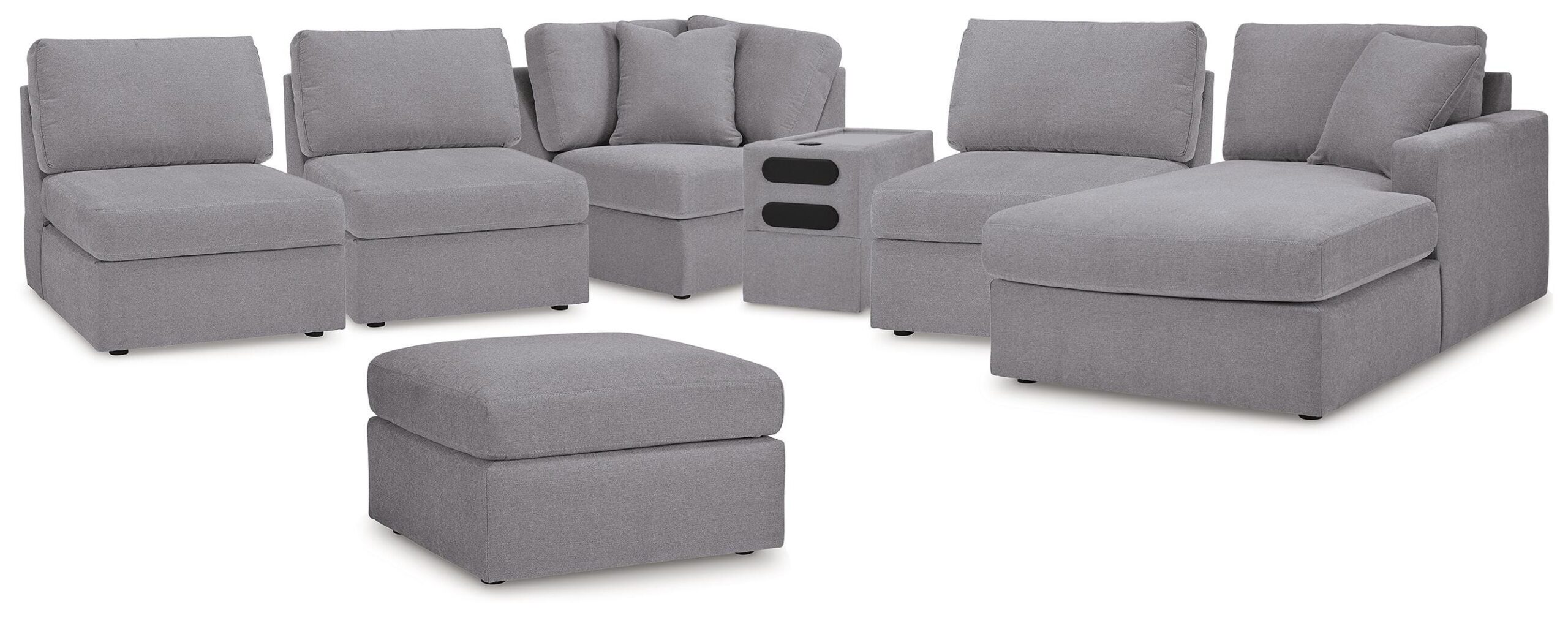 9e19cafaec6813c4c4d87d411a1b9f8a Modmax 6-Piece Sectional with Chaise and Ottoman - Image 1