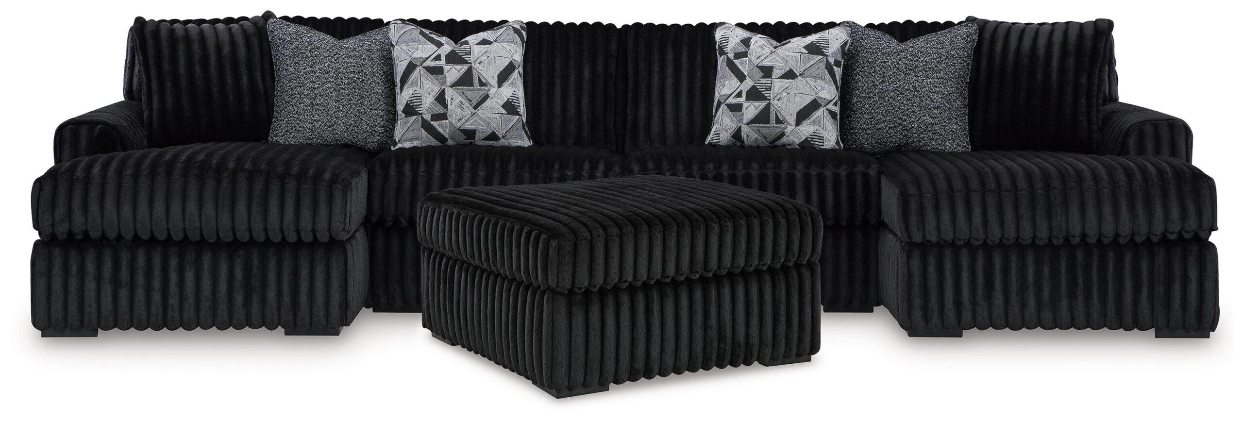 9f65dbf43e33d95f5b2cfa16ed58db10 Midnight-Madness 3-Piece Sectional with Double Chaise and Ottoman - Image 1