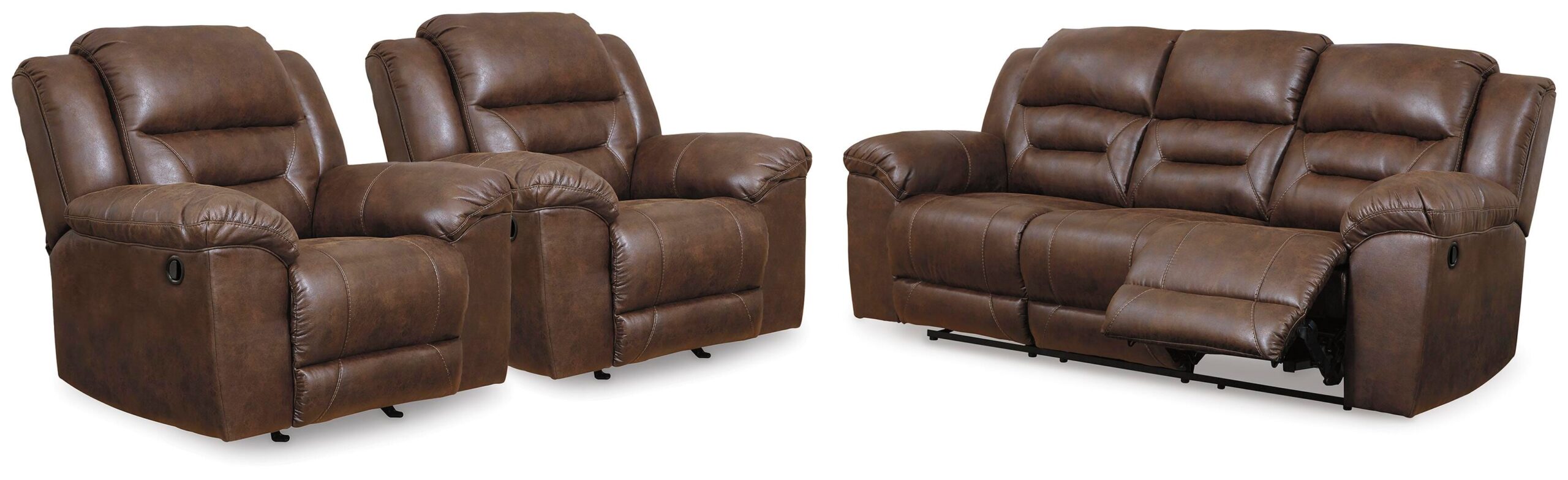 a59cd4499d234390a0b97879de60df47 Stoneland Reclining Sofa and 2 Recliners - Image 1