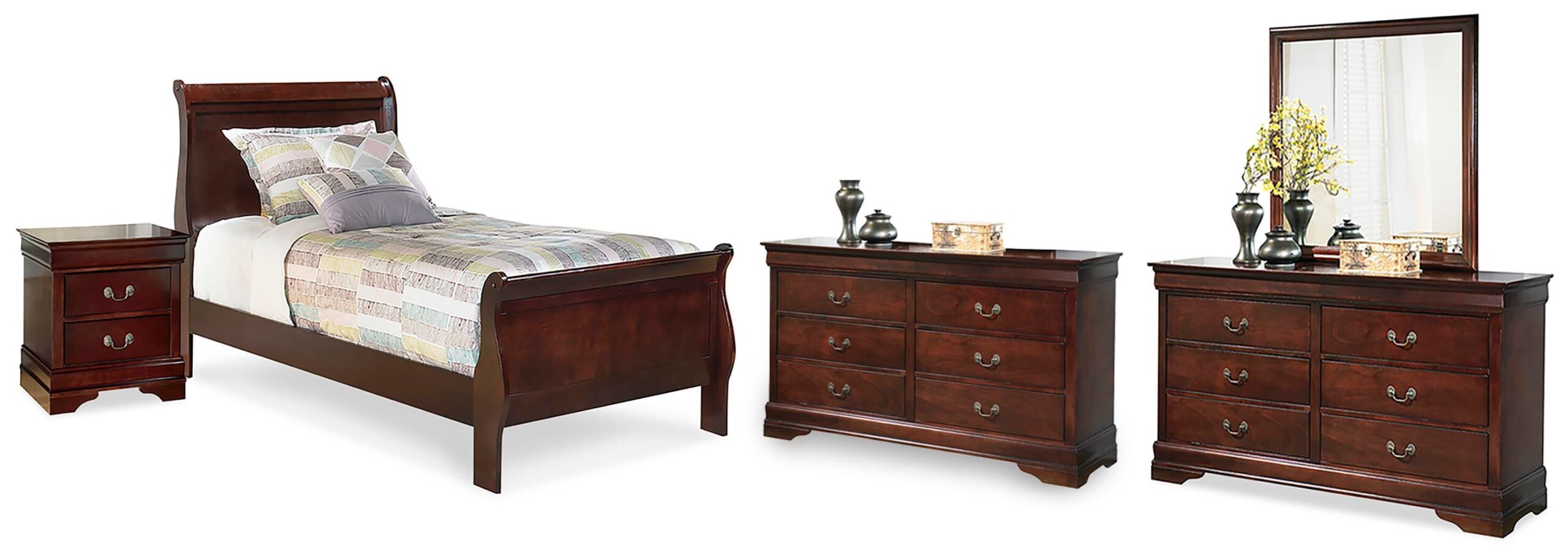 a6cfde93df196f39b805984306356fb0 Alisdair Twin Sleigh Bed, 2 Dressers, Mirror and Nightstand - Image 1