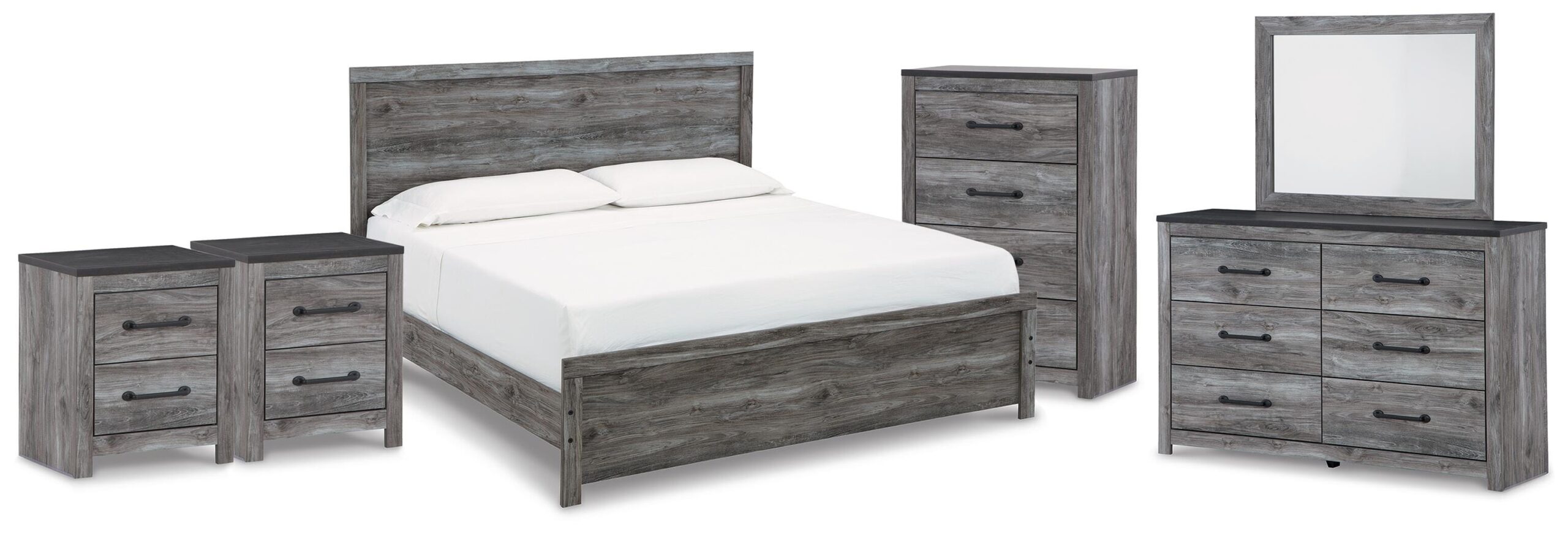 ac199f6fefa37df68a481d1c8a9629ba Bronyan King Panel Bed, Dresser, Mirror, Chest and 2 Nightstands - Image 1
