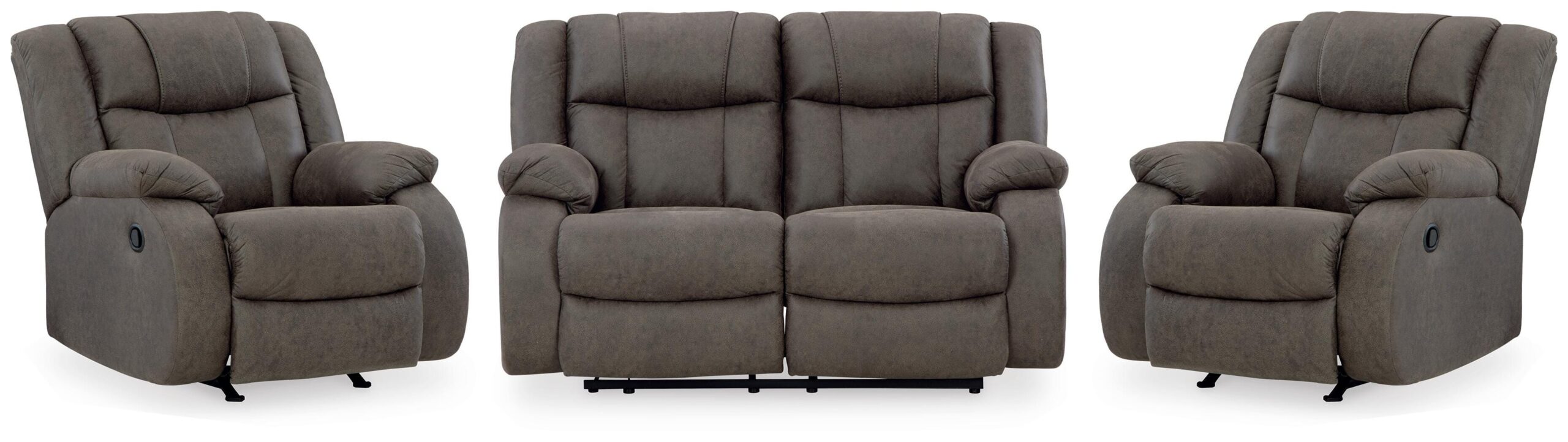ad55daa8a05cbc803e0c6a7c81278175 First Base Reclining Loveseat and 2 Recliners - Image 1